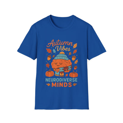 Autumn Vibes Neurodiverse Minds T-Shirt | Fall Brain Awareness Tee | Cozy Neurodivergent Aesthetic Shirt
