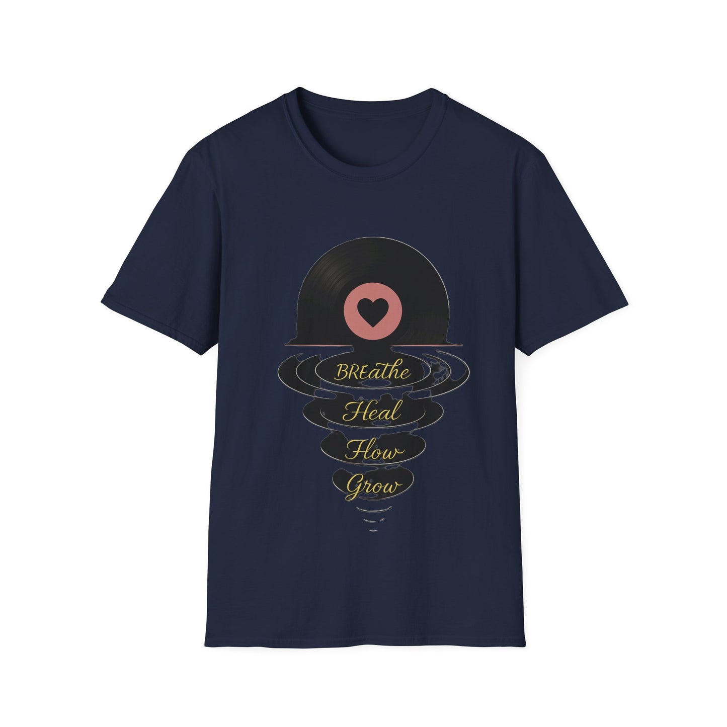 Breathe, Heal, How, Glow Shirt – Vinyl Record Design for Music and Healing Lovers
