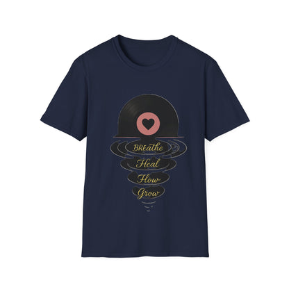 Breathe, Heal, How, Glow Shirt – Vinyl Record Design for Music and Healing Lovers