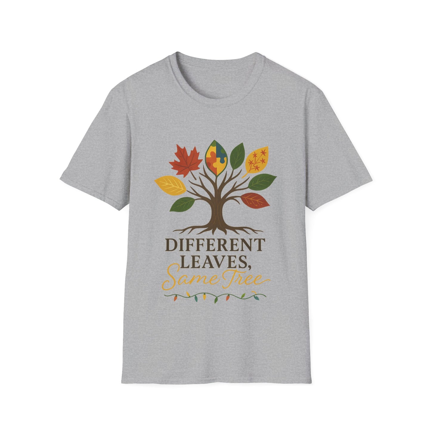 Different Leaves Same Tree T-Shirt | Autism Awareness Inclusion Tee | Neurodiversity Support Tree Graphic Shirt