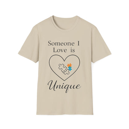 Someone I Love Is Unique Autism Awareness T-Shirt – Proud Autism Support Shirt
