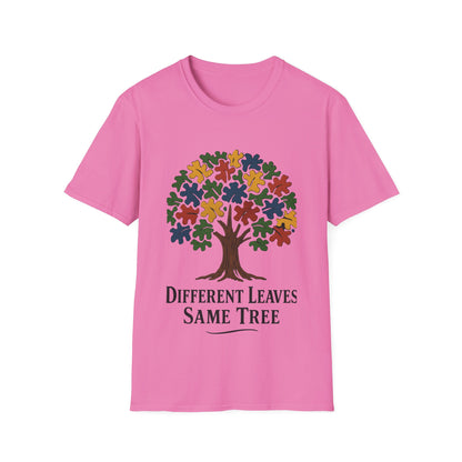 Puzzle Piece Tree T-Shirt | Autism Awareness Inclusion Tee | Different Leaves Same Tree Neurodiversity Shirt