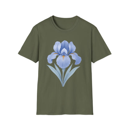 Blue Iris Flower Shirt – Minimal Botanical Floral Graphic T-Shirt