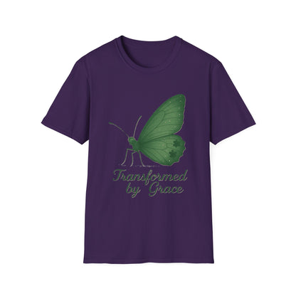 Transformed by Grace Christian T-Shirt – Faith Butterfly Inspirational Tee