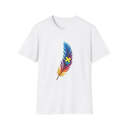 Autism Awareness Feather T-Shirt – Colorful Neurodiversity Puzzle Piece Tee