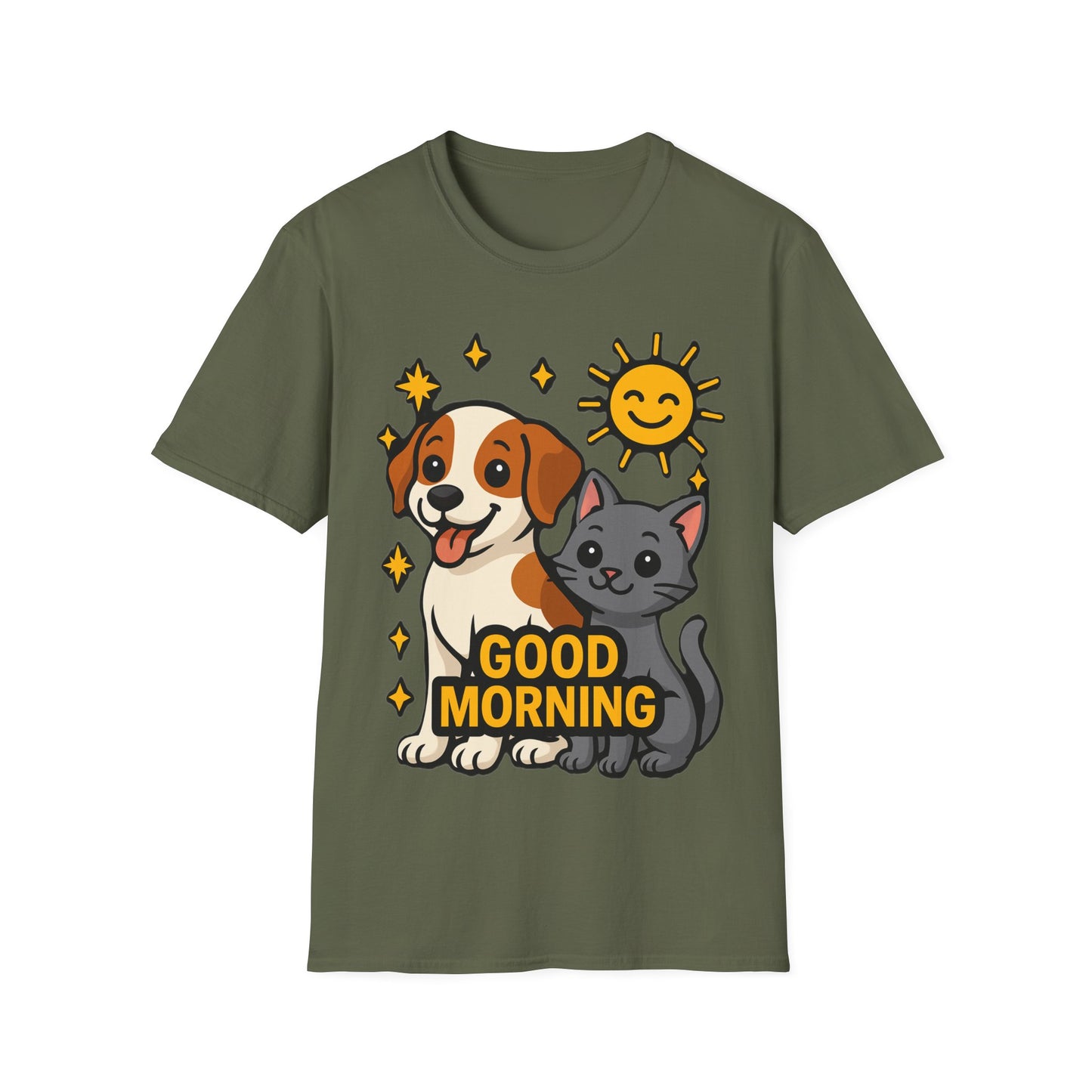 Good Morning Dog and Cat T-Shirt – Cute Pet Lovers Tee