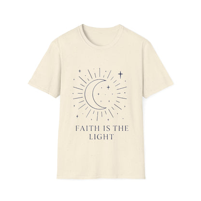Faith Is the Light Christian T-Shirt – Minimalist Moon Faith Inspirational Shirt