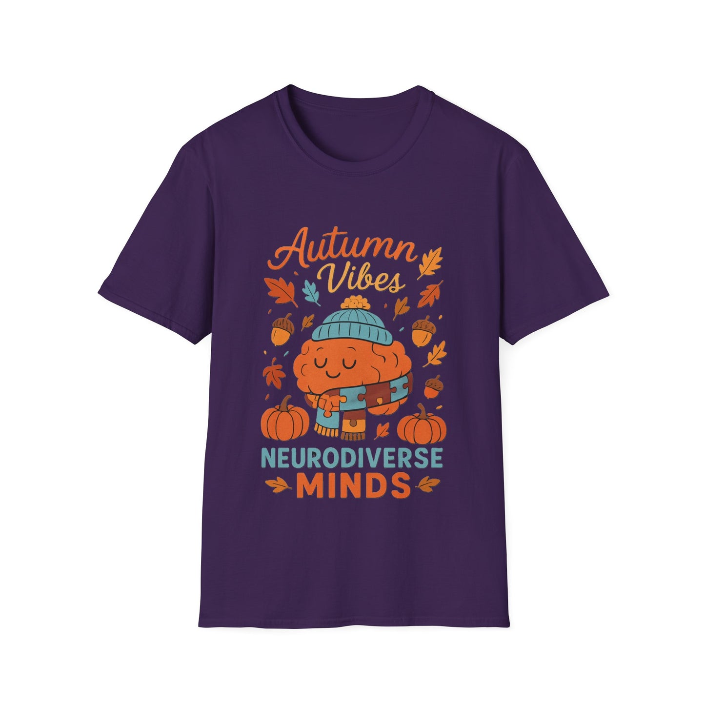 Autumn Vibes Neurodiverse Minds T-Shirt | Fall Brain Awareness Tee | Cozy Neurodivergent Aesthetic Shirt