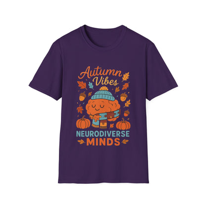 Autumn Vibes Neurodiverse Minds T-Shirt | Fall Brain Awareness Tee | Cozy Neurodivergent Aesthetic Shirt