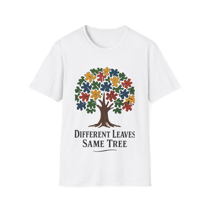 Puzzle Piece Tree T-Shirt | Autism Awareness Inclusion Tee | Different Leaves Same Tree Neurodiversity Shirt