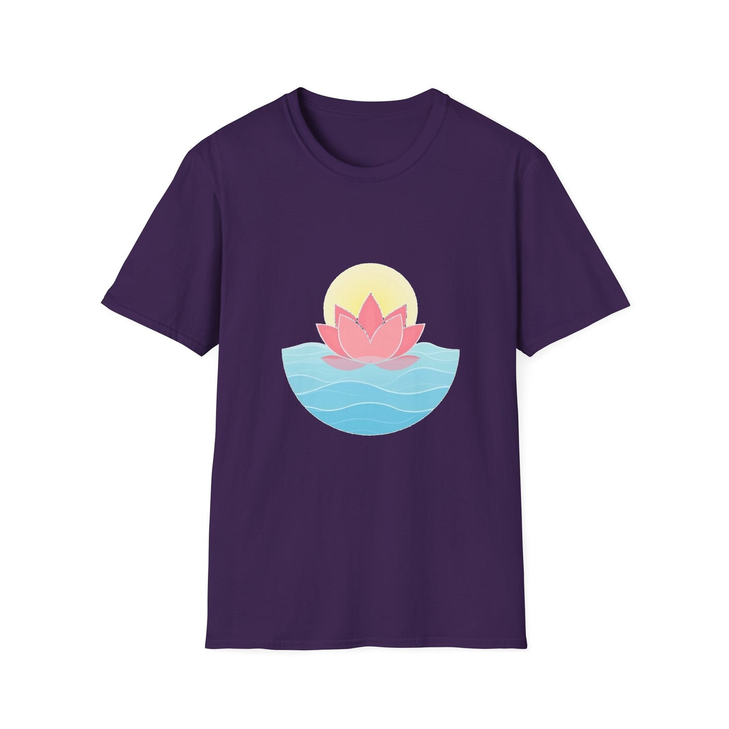 Lotus Flower T-Shirt – Tranquil Design with Water & Sun – Peace & Mindfulness Shirt