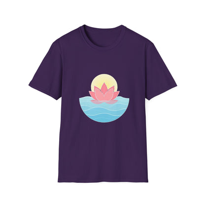 Lotus Flower T-Shirt – Tranquil Design with Water & Sun – Peace & Mindfulness Shirt