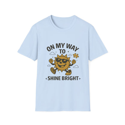 On My Way to Shine Bright Autism Awareness T-Shirt – Motivational Puzzle Piece Design for Neurodiversity and Inclusion