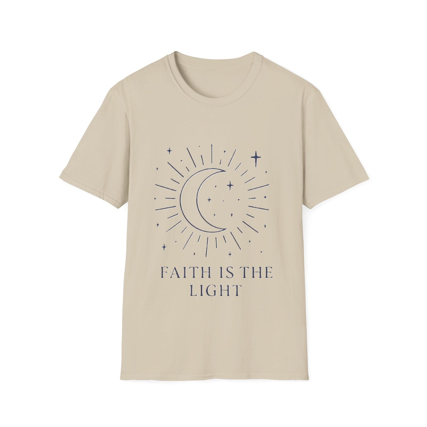 Faith Is the Light Christian T-Shirt – Minimalist Moon Faith Inspirational Shirt