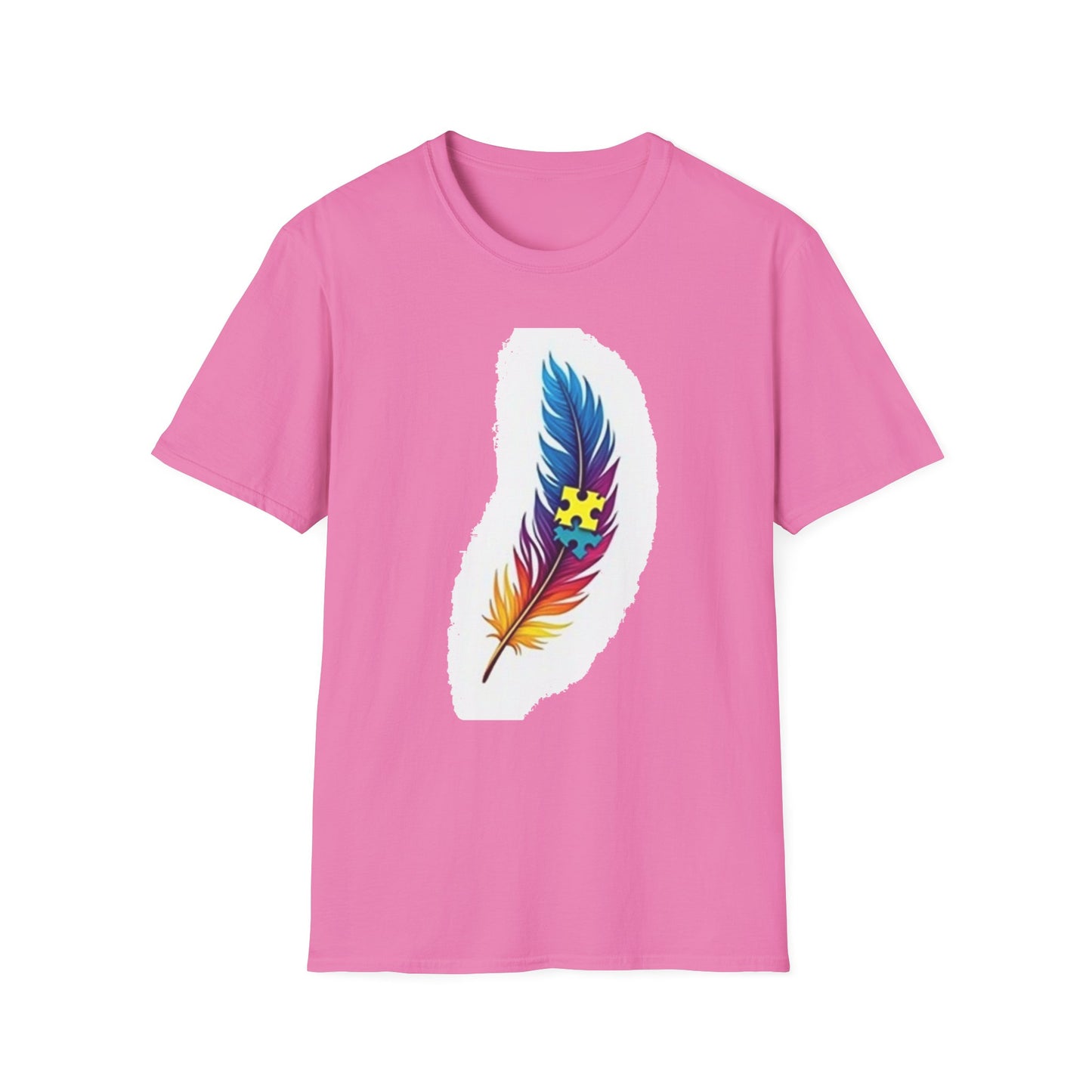 Autism Awareness Feather T-Shirt – Colorful Neurodiversity Puzzle Piece Tee