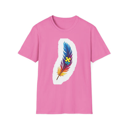Autism Awareness Feather T-Shirt – Colorful Neurodiversity Puzzle Piece Tee