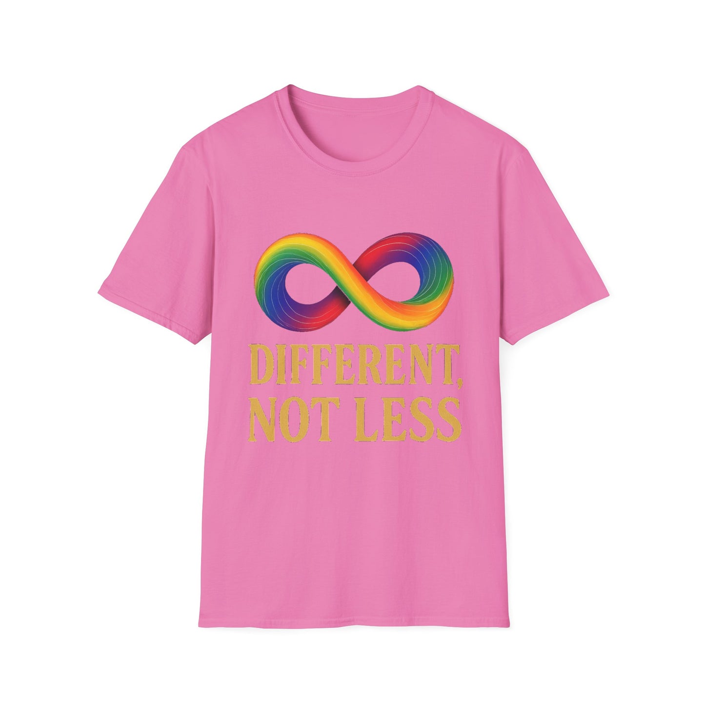 Different, Not Less Shirt – Rainbow Infinity Symbol T-Shirt for Autism Advocacy & Inclusion