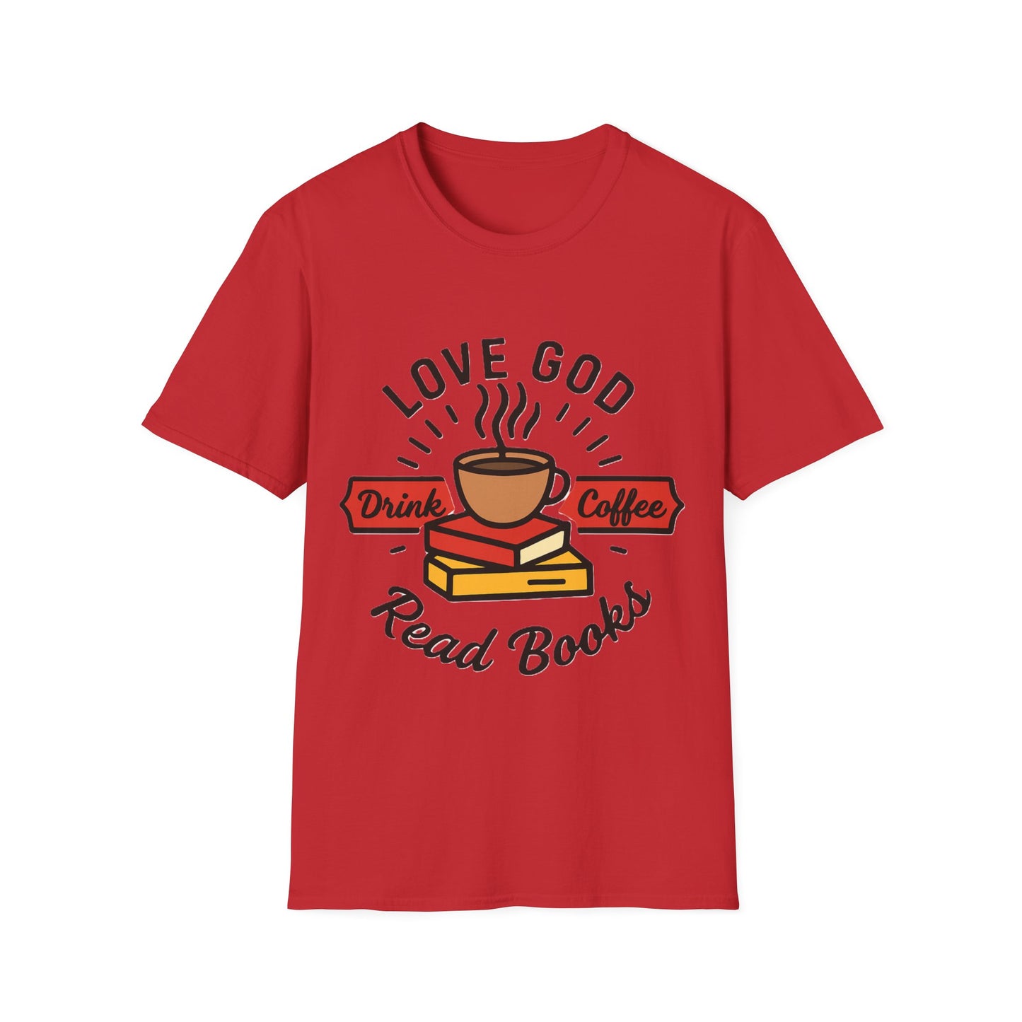 Love God Drink Coffee Read Books T-Shirt | Christian Book Lover Tee | Faith-Based Aesthetic Coffee Graphic Shirt
