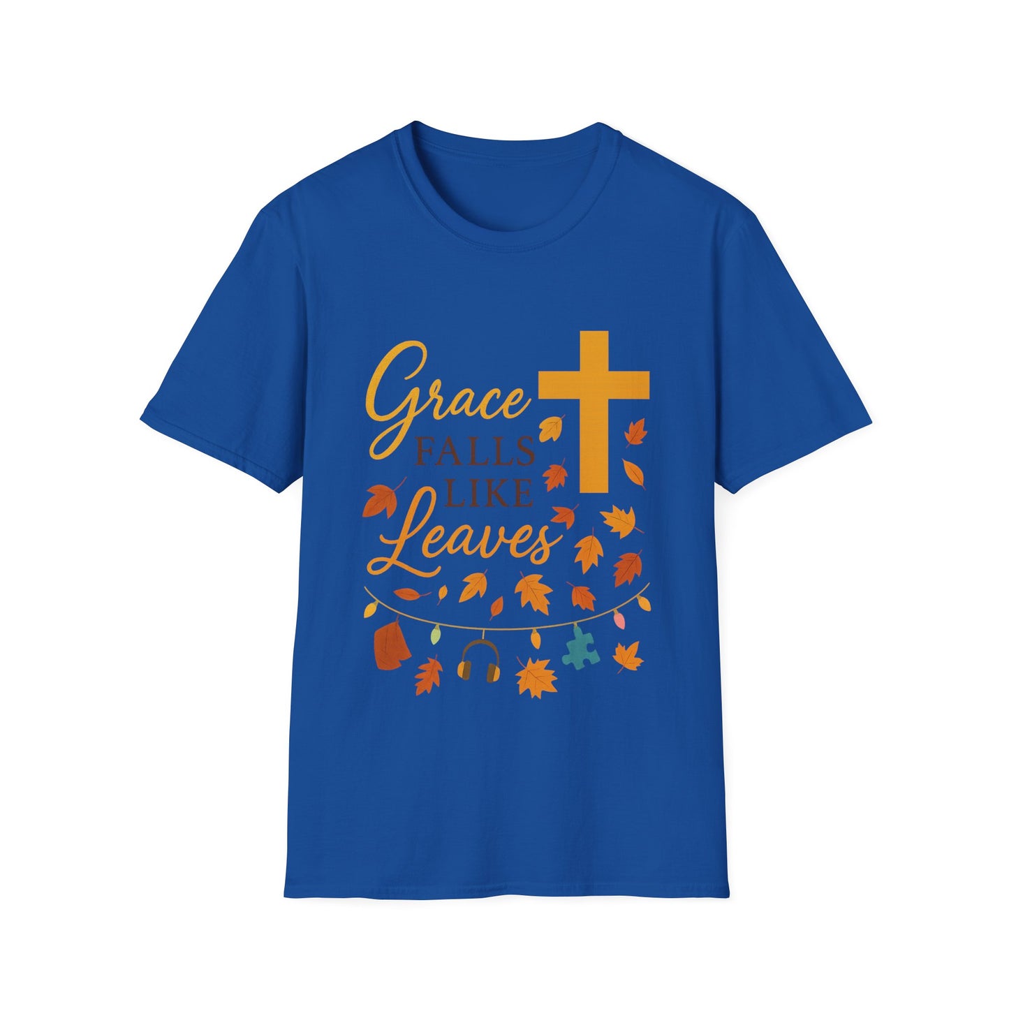 Grace Falls Like Leaves Christian Shirt – Fall Faith Cross T-Shirt