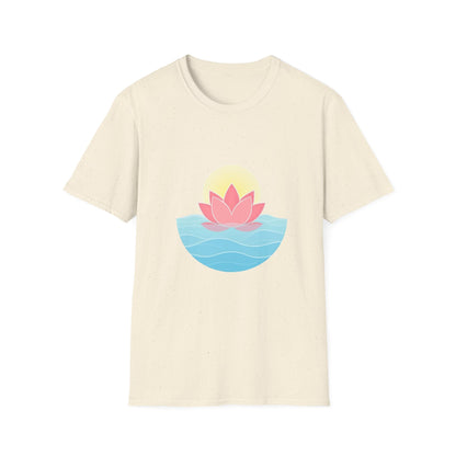 Lotus Flower T-Shirt – Tranquil Design with Water & Sun – Peace & Mindfulness Shirt