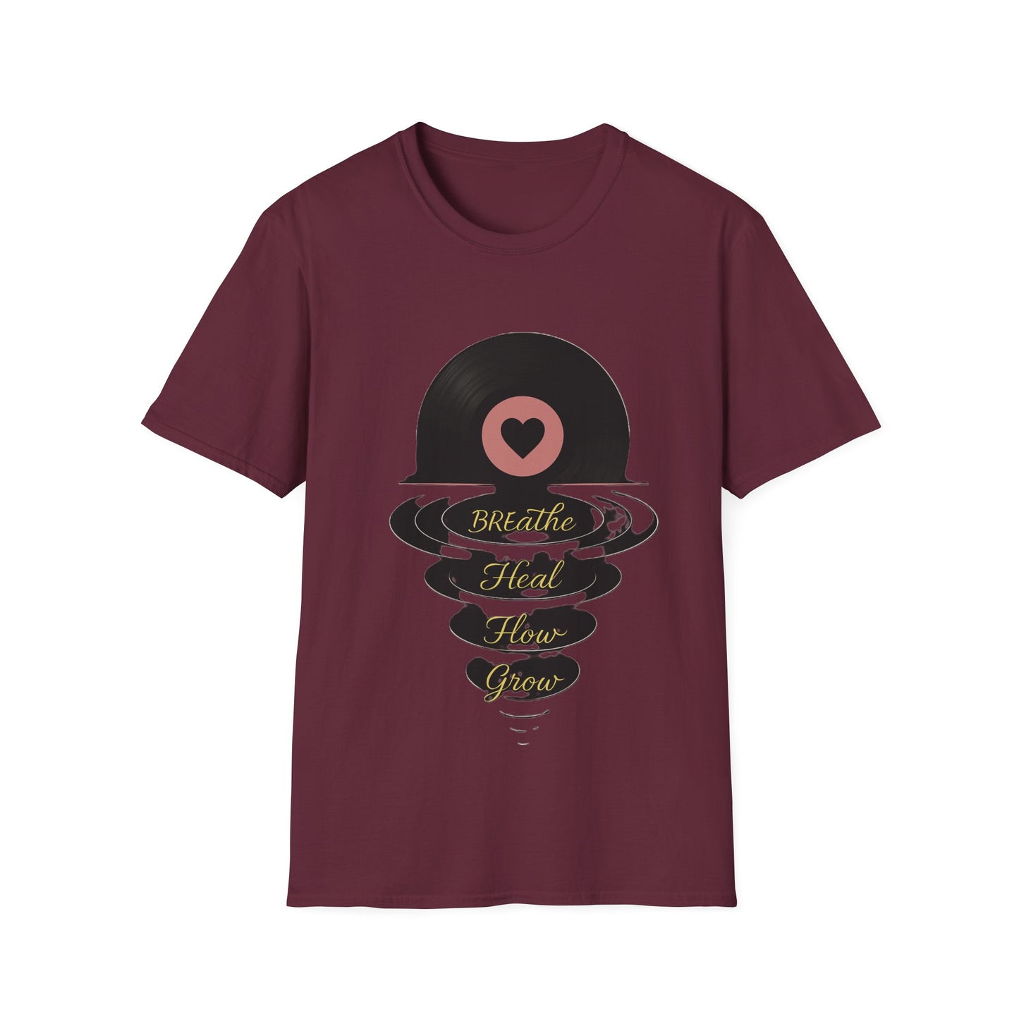 Breathe, Heal, How, Glow Shirt – Vinyl Record Design for Music and Healing Lovers