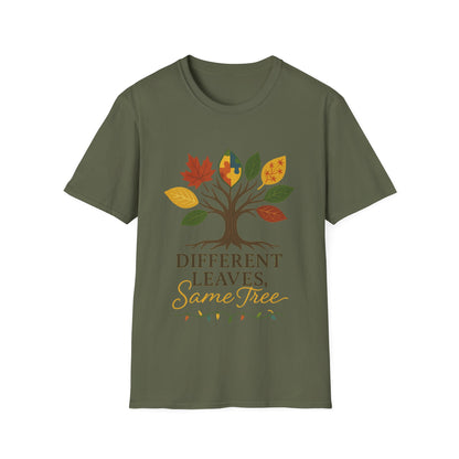 Different Leaves Same Tree T-Shirt | Autism Awareness Inclusion Tee | Neurodiversity Support Tree Graphic Shirt