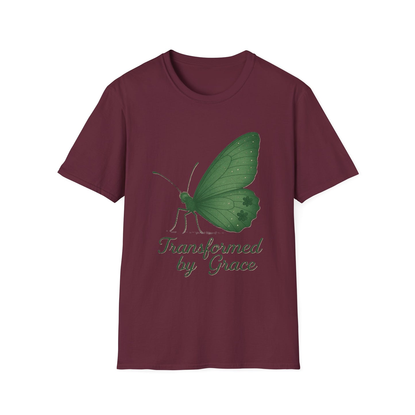 Transformed by Grace Christian T-Shirt – Faith Butterfly Inspirational Tee