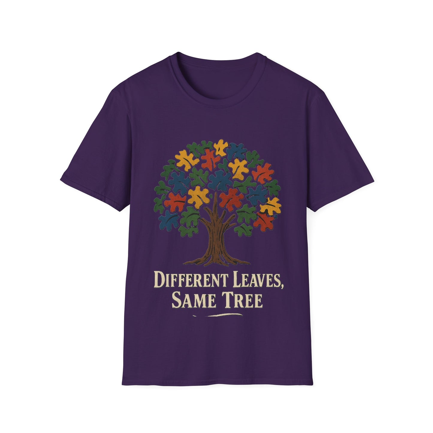 Puzzle Piece Tree T-Shirt | Autism Awareness Inclusion Tee | Different Leaves Same Tree Neurodiversity Shirt