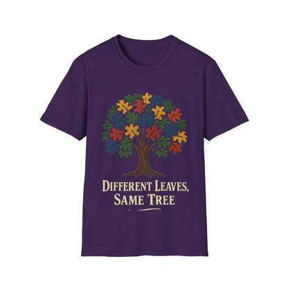 Puzzle Piece Tree T-Shirt | Autism Awareness Inclusion Tee | Different Leaves Same Tree Neurodiversity Shirt
