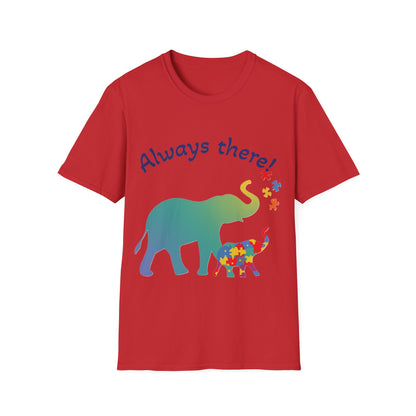 Always There Shirt – Supportive Elephant & Puzzle Pieces T-Shirt for Autism Awareness