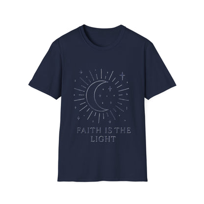 Faith Is the Light Christian T-Shirt – Minimalist Moon Faith Inspirational Shirt