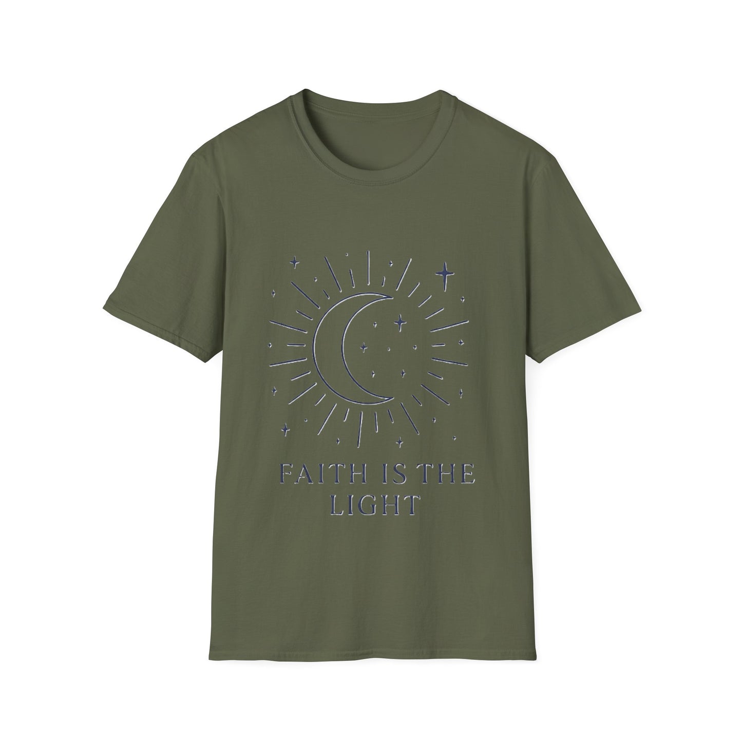 Faith Is the Light Christian T-Shirt – Minimalist Moon Faith Inspirational Shirt