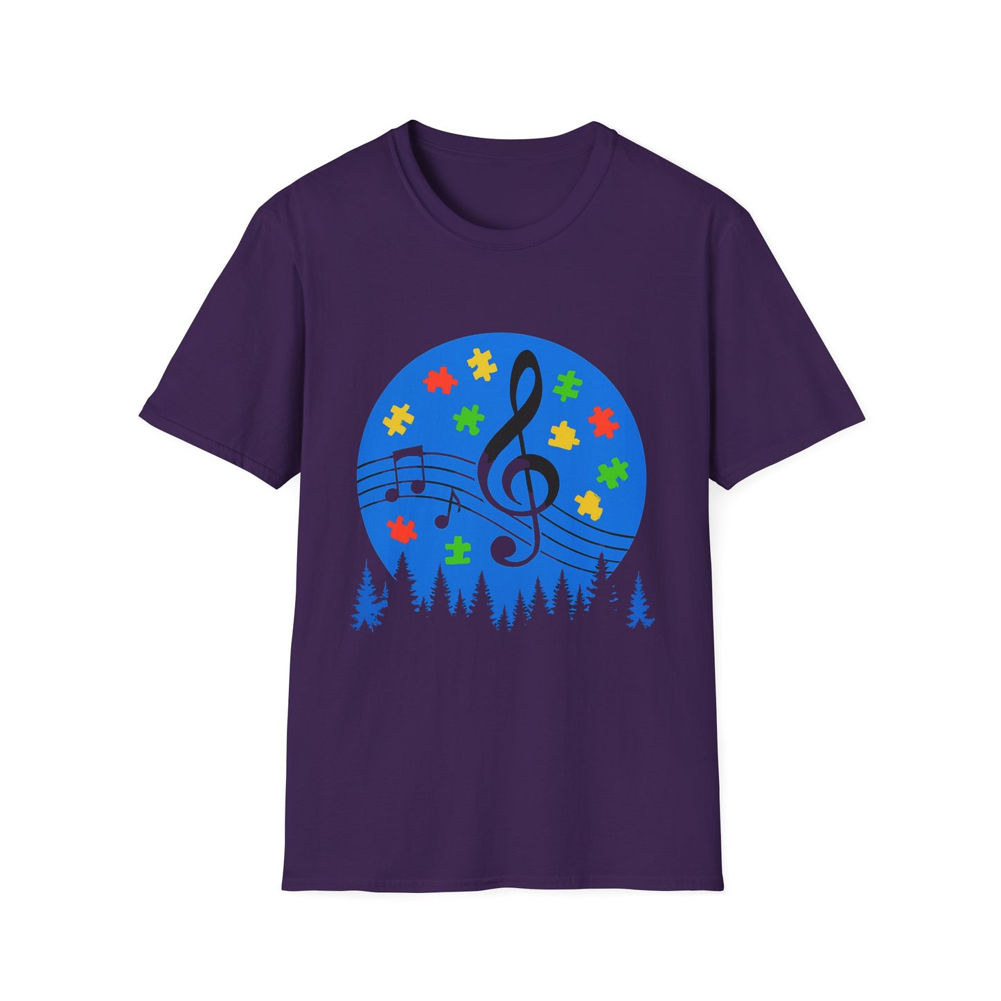 Autism Awareness Music T-Shirt – Puzzle Pieces & Musical Notes Tee