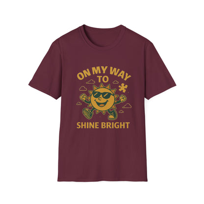 On My Way to Shine Bright Autism Awareness T-Shirt – Motivational Puzzle Piece Design for Neurodiversity and Inclusion
