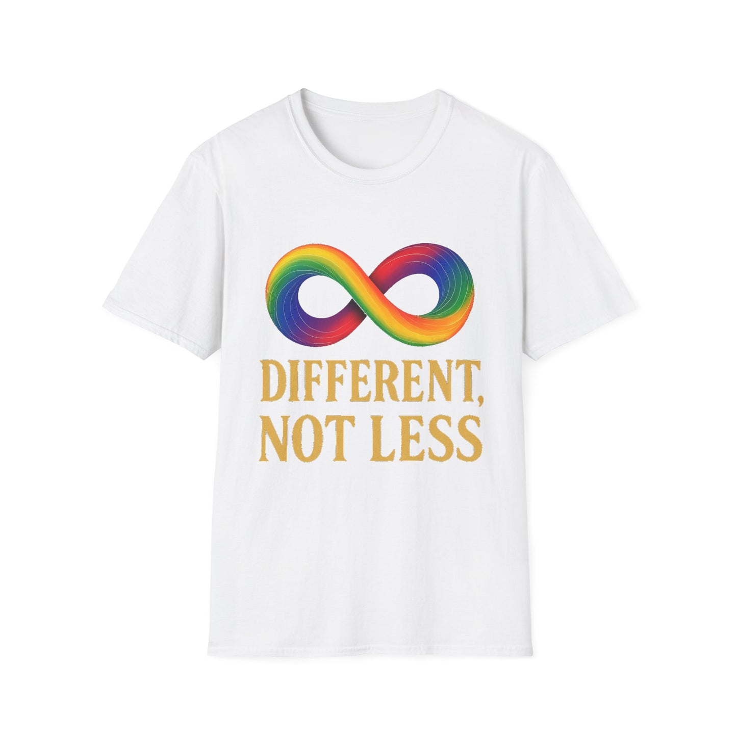 Different, Not Less Shirt – Rainbow Infinity Symbol T-Shirt for Autism Advocacy & Inclusion