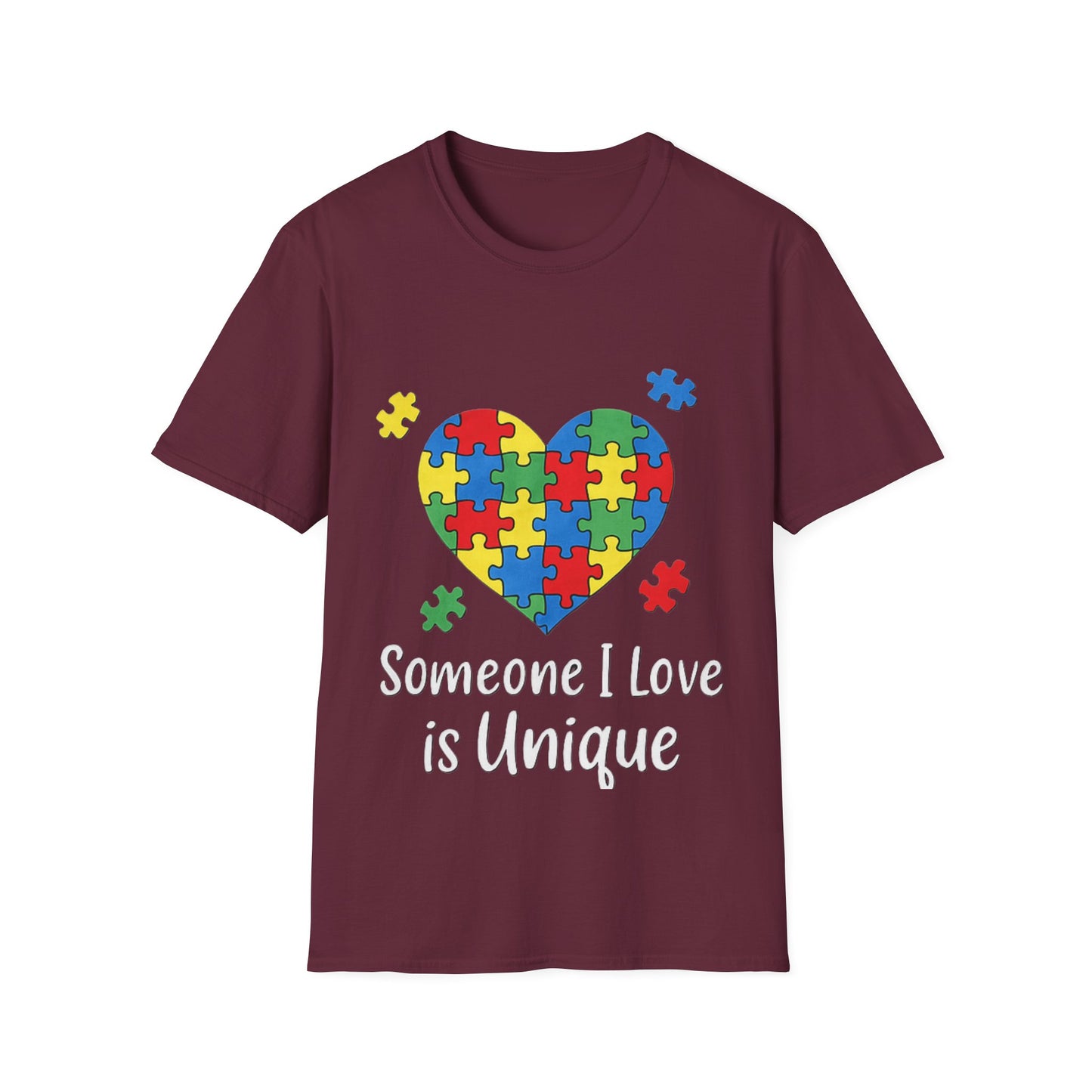 Autism Awareness T-Shirt – Someone I Love Is Unique Puzzle Heart Tee