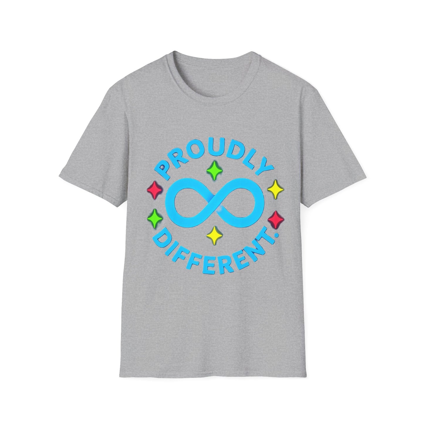 Proudly Different T-Shirt – Colorful Infinity Design for Empowerment