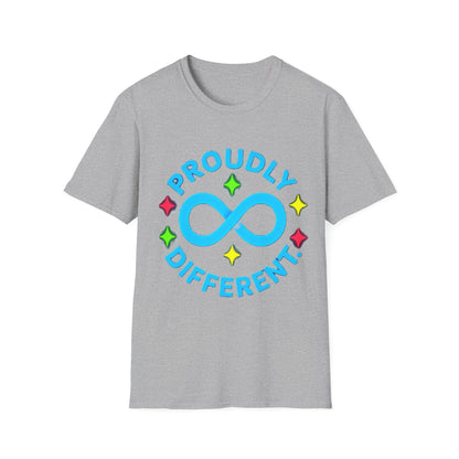 Proudly Different T-Shirt – Colorful Infinity Design for Empowerment