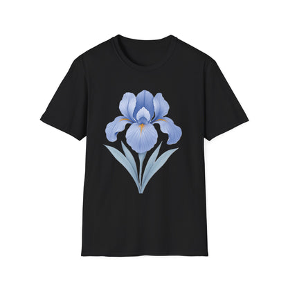 Blue Iris Flower Shirt – Minimal Botanical Floral Graphic T-Shirt