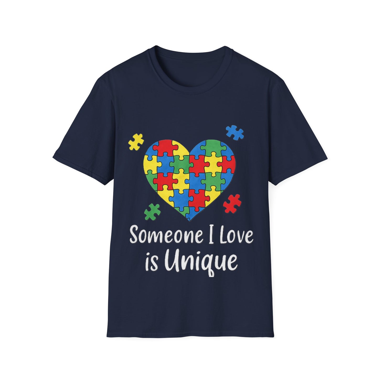 Autism Awareness T-Shirt – Someone I Love Is Unique Puzzle Heart Tee