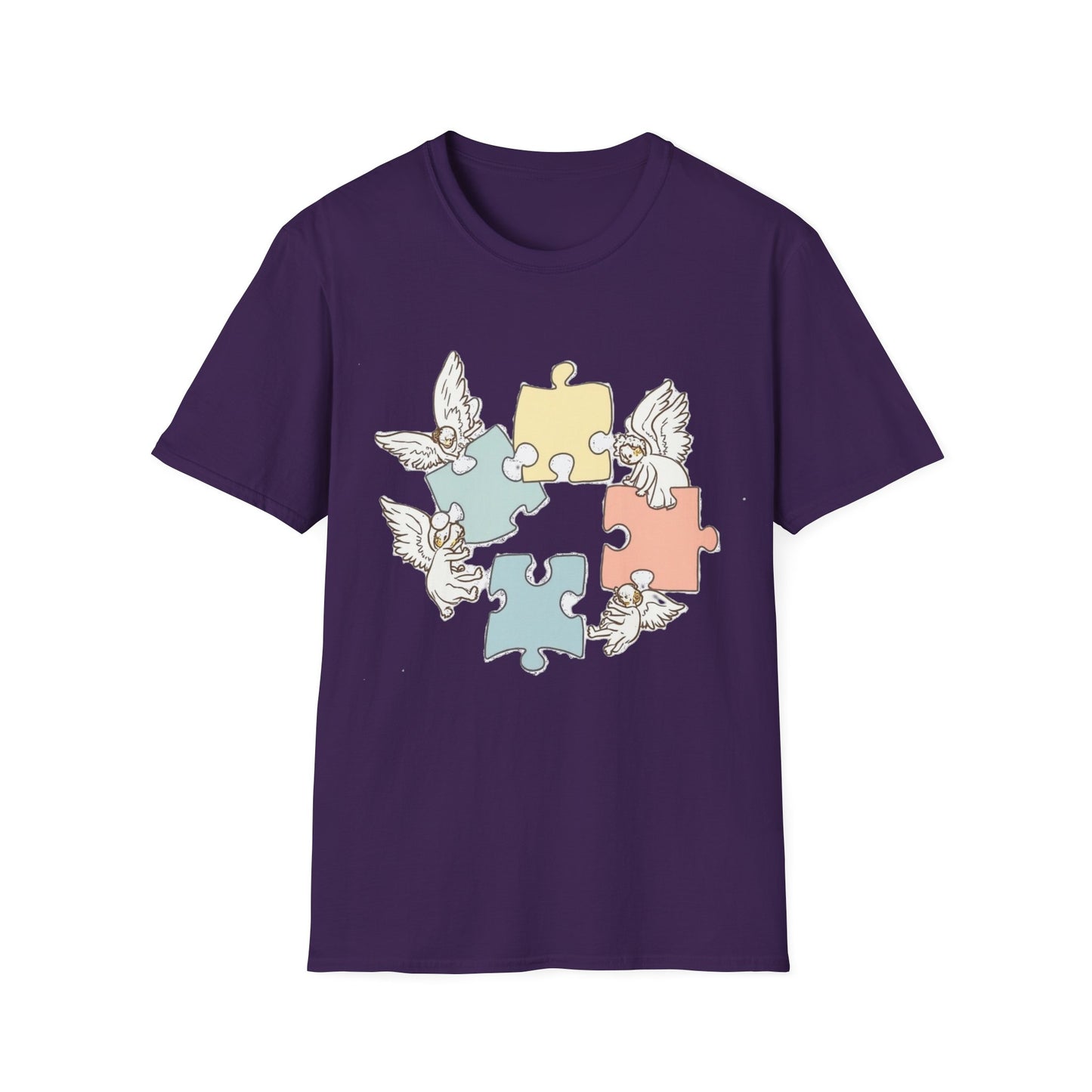 Guardian Angel Autism Awareness T-Shirt | Pastel Puzzle Piece Graphic Tee | Neurodiversity Support Gift for Parents