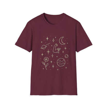 Cosmic Strength Line Art T-Shirt – Feminine Power & Self Growth Tee