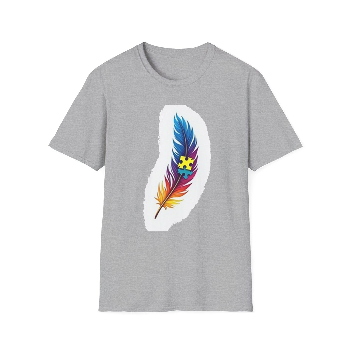 Autism Awareness Feather T-Shirt – Colorful Neurodiversity Puzzle Piece Tee