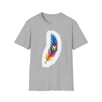 Autism Awareness Feather T-Shirt – Colorful Neurodiversity Puzzle Piece Tee