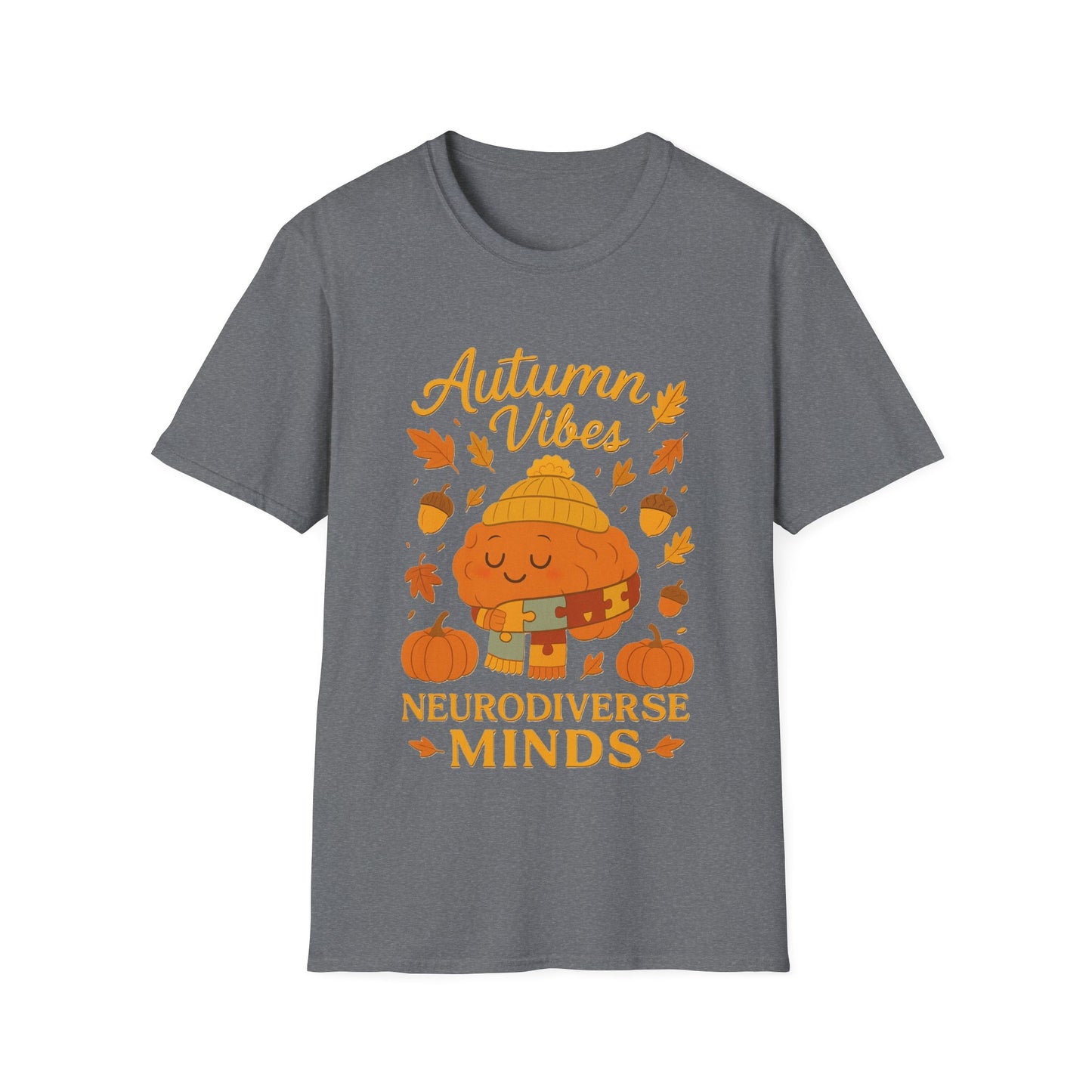 Autumn Vibes Neurodiverse Minds T-Shirt | Fall Brain Awareness Tee | Cozy Neurodivergent Aesthetic Shirt