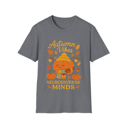 Autumn Vibes Neurodiverse Minds T-Shirt | Fall Brain Awareness Tee | Cozy Neurodivergent Aesthetic Shirt