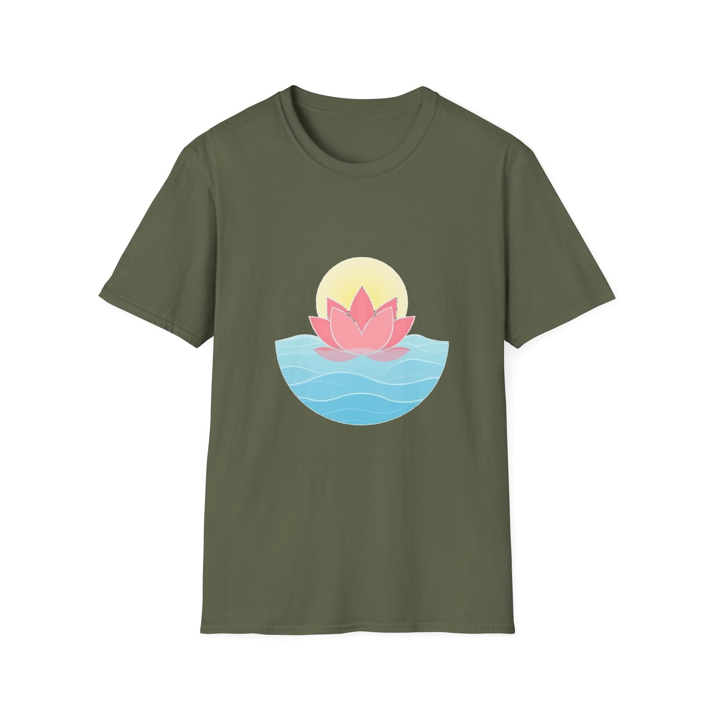Lotus Flower T-Shirt – Tranquil Design with Water & Sun – Peace & Mindfulness Shirt