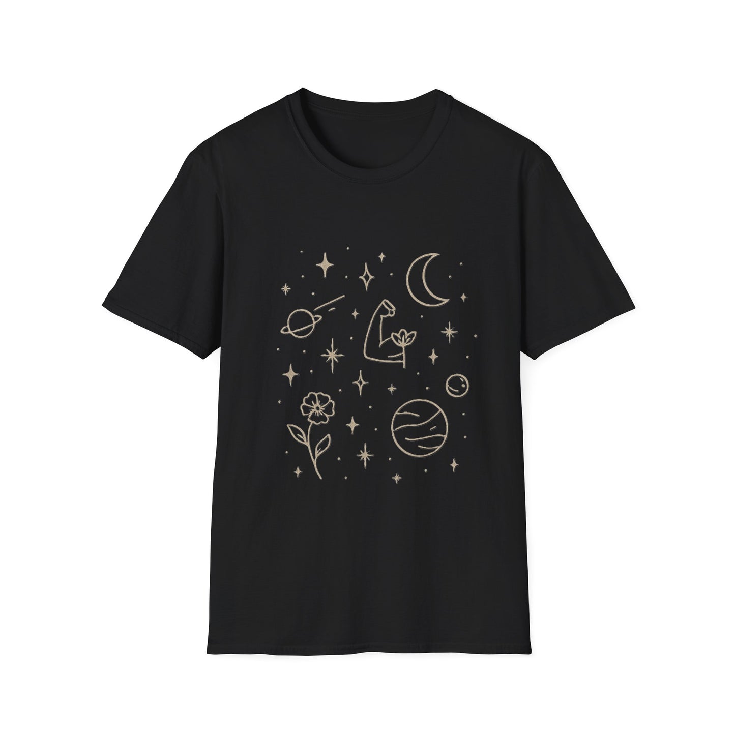 Cosmic Strength Line Art T-Shirt – Feminine Power & Self Growth Tee
