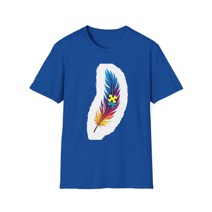 Autism Awareness Feather T-Shirt – Colorful Neurodiversity Puzzle Piece Tee