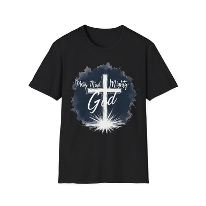 Messy Mind, Mighty God Shirt – Christian Faith T-Shirt with Cross & Empowering Message